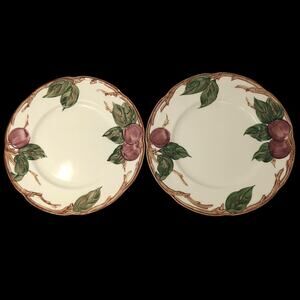 Vintage 1940s 2 Franciscan Apple Salad/Dessert Plates 8 inches Hand Painted READ